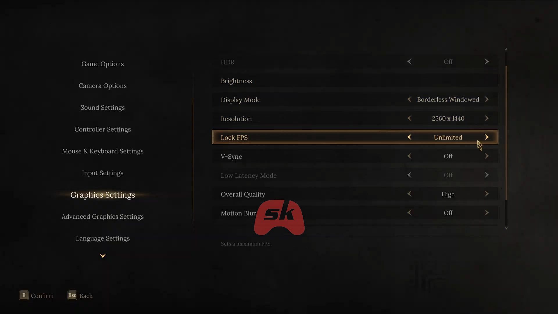 Hover to Graphics Settings (Image via Sportskeeda Gaming // 505 Games)